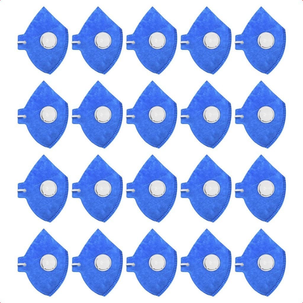 Kit 100 Máscara Pff2 Com Válvula Azul 3 Camadas Proteção Epi PFF-2S com Filtro Respiratória Hospital