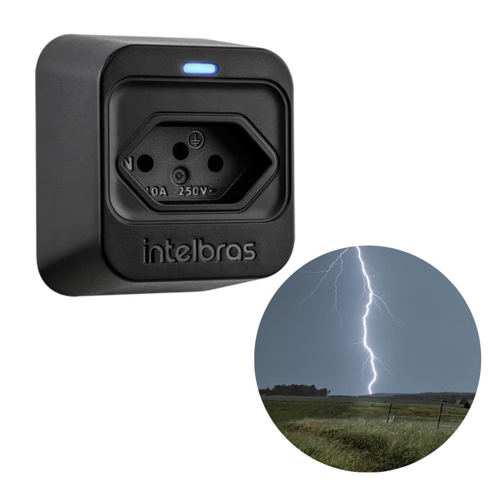 Anti Surto Elétrico Bivolt Intelbras EPS 301 Dispositivo de Proteção Preto Contra Sobrecarga Curto Circuito