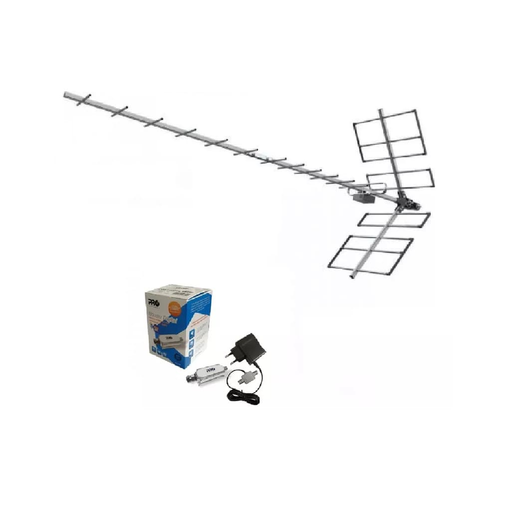 Kit Antena Yagi Uhf Digital + Booster Proeletronic 40db