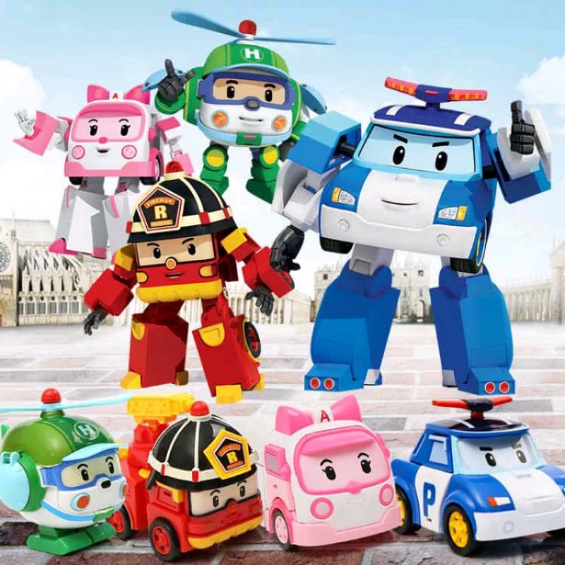 Robô Poli Doll Transformers puxa de volta para a Coreia do Sul Transformer Boy Robot Car Crianças Carro de Brinquedo