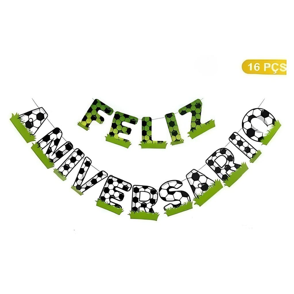 Faixa Feliz Aniversario Festa Futebol Bandeirinha Parabéns Decoração Futebol Aniversario Times Festas Infantil