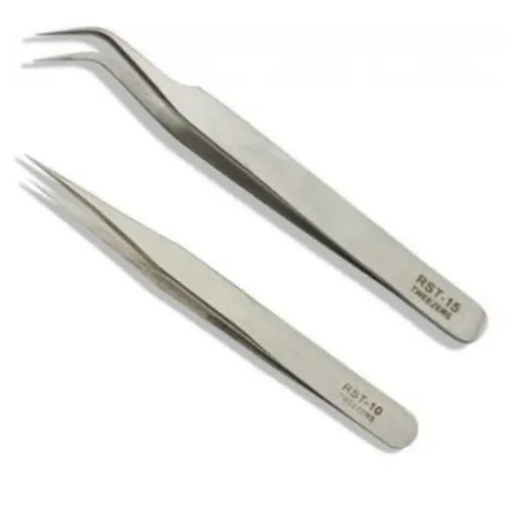 Kit 2 Pinças Para Alongamento De Cílios Fio a Fio