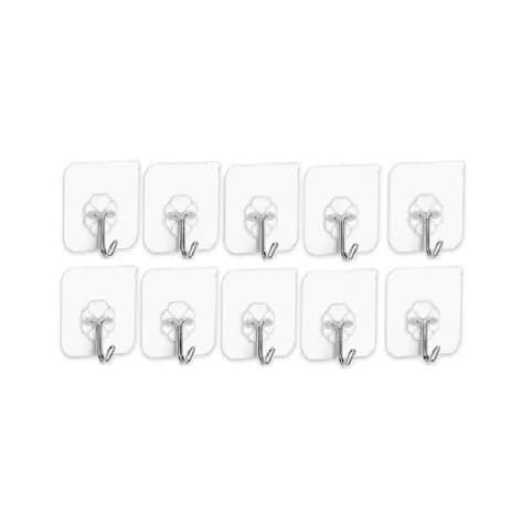 Kit10/20/30/50 Ganchos Adesivos Parede Multi Funcional Autocolante Casa Cozinha Quarto Banheiro Organizado Transparente