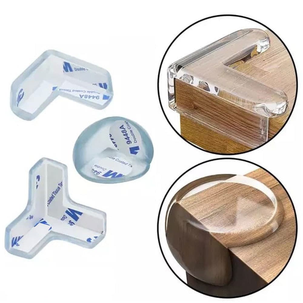 Kit com 8 Protetor de Quina Canto Silicone com Colante para Móveis Armários Balcões Mesa Segurança
