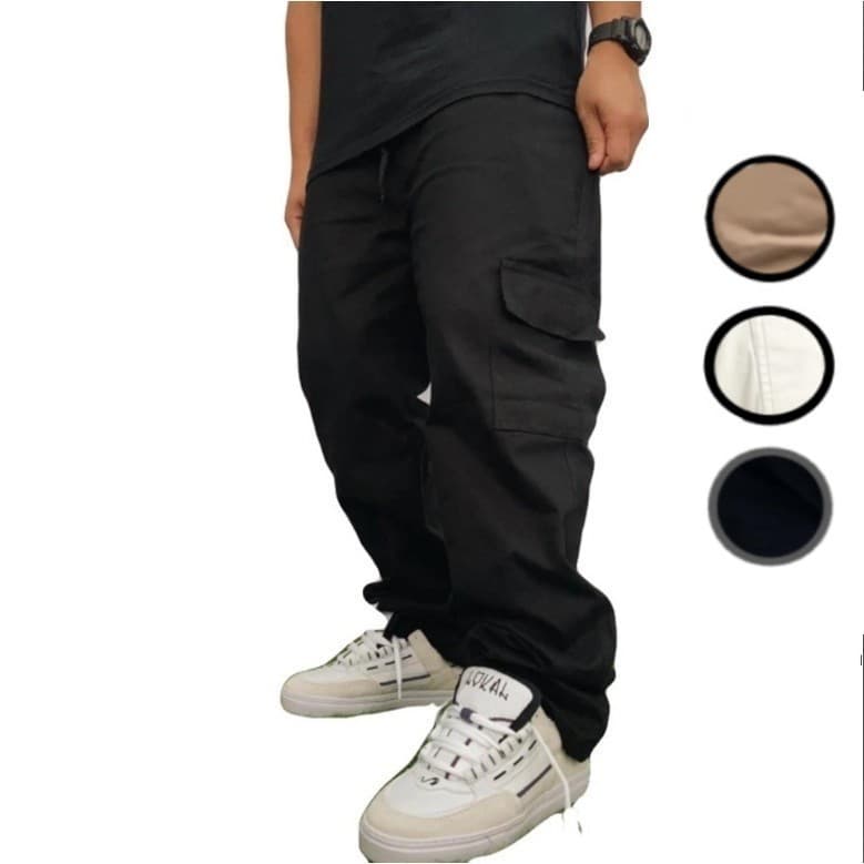 Calça Cargo Mesculino Feminino 6 Bolsos skate Larga Fechamento Cordão