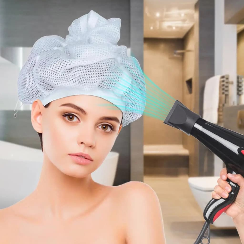 1Pc/2Pcs Tampa De Rede Para Secar O Chapéu De Banho Longo Encaracolado Grande Ajustável E Reutilizável