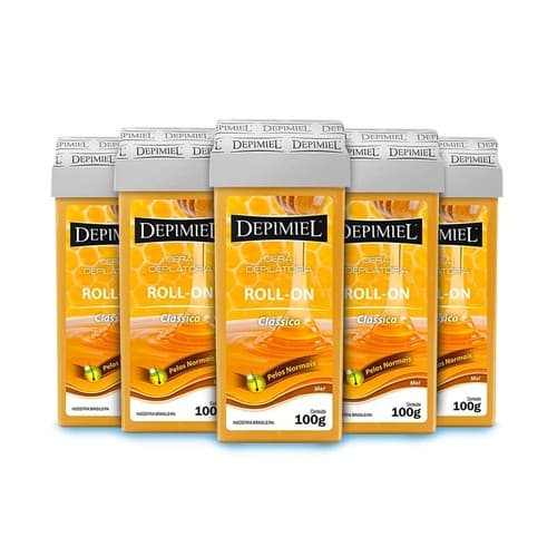 Kit 5 Unid Cera Depilatória Depimiel Roll-on Clássica 100g