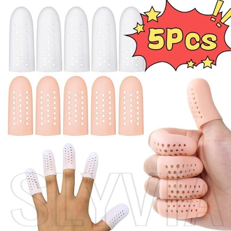 5Pcs Macio , Respirável-Cuidados Com Os Pés Das Mãos-Protetor De Dedos-Furos De Ar-Tampa De Silicone Para Alívio Da Dor De Calos , Bolhas , Unhas Encravadas