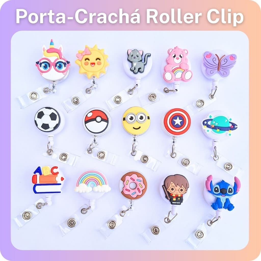 Porta-Crachá Retrátil Roller Clip Divertido