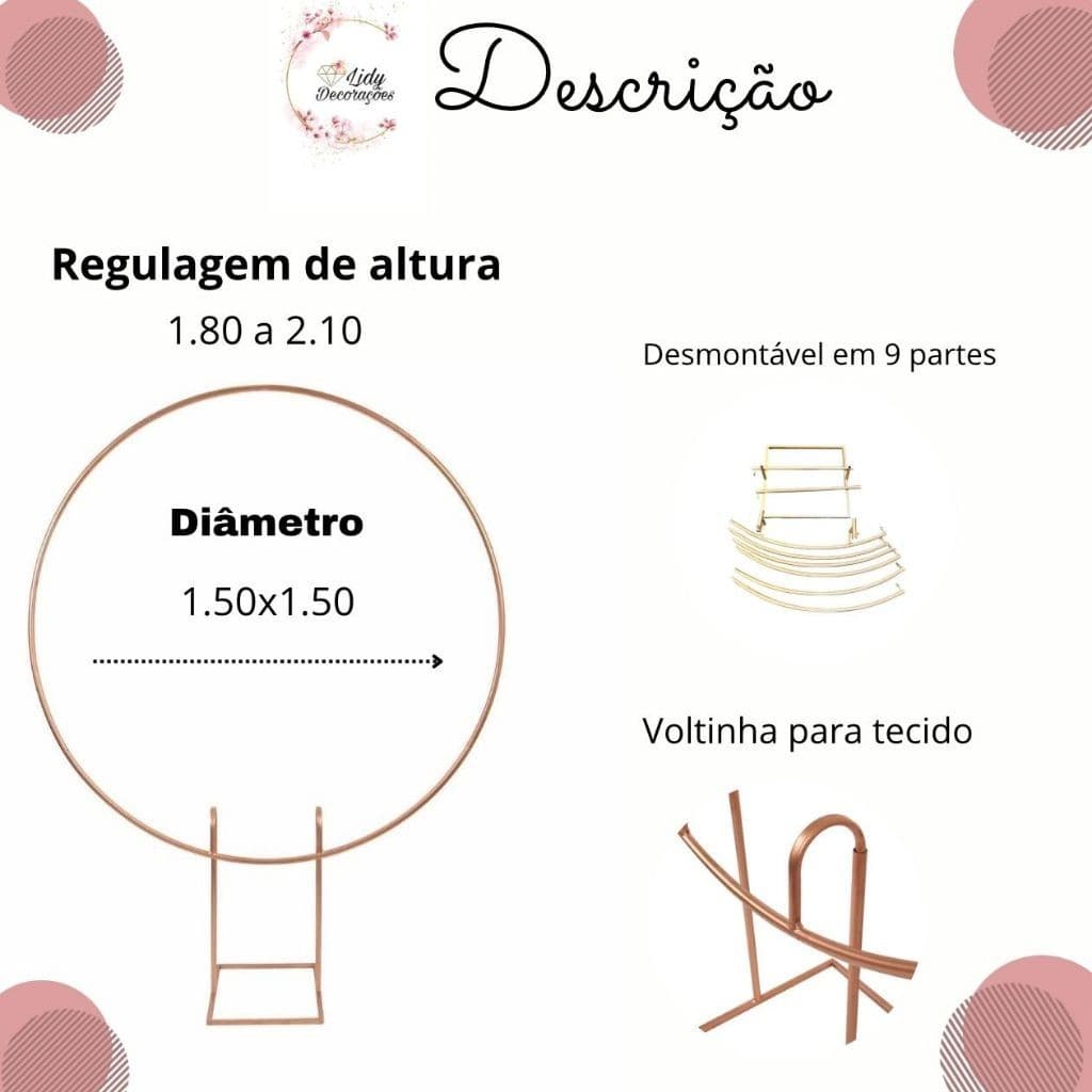 Arco de 1,50 Painel Redondo desmontavél