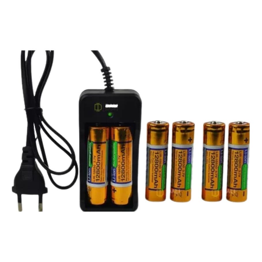 Conjunto de 6 Baterias Recarregável 18650 12800mah 3.7v + Carregador 110v/220v Bivolt