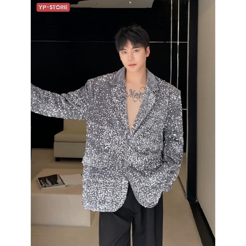 Primavera meninos terno luz estilo de luxo veludo lantejoulas Design colorido almofadas ombro ampla festa palco desempen