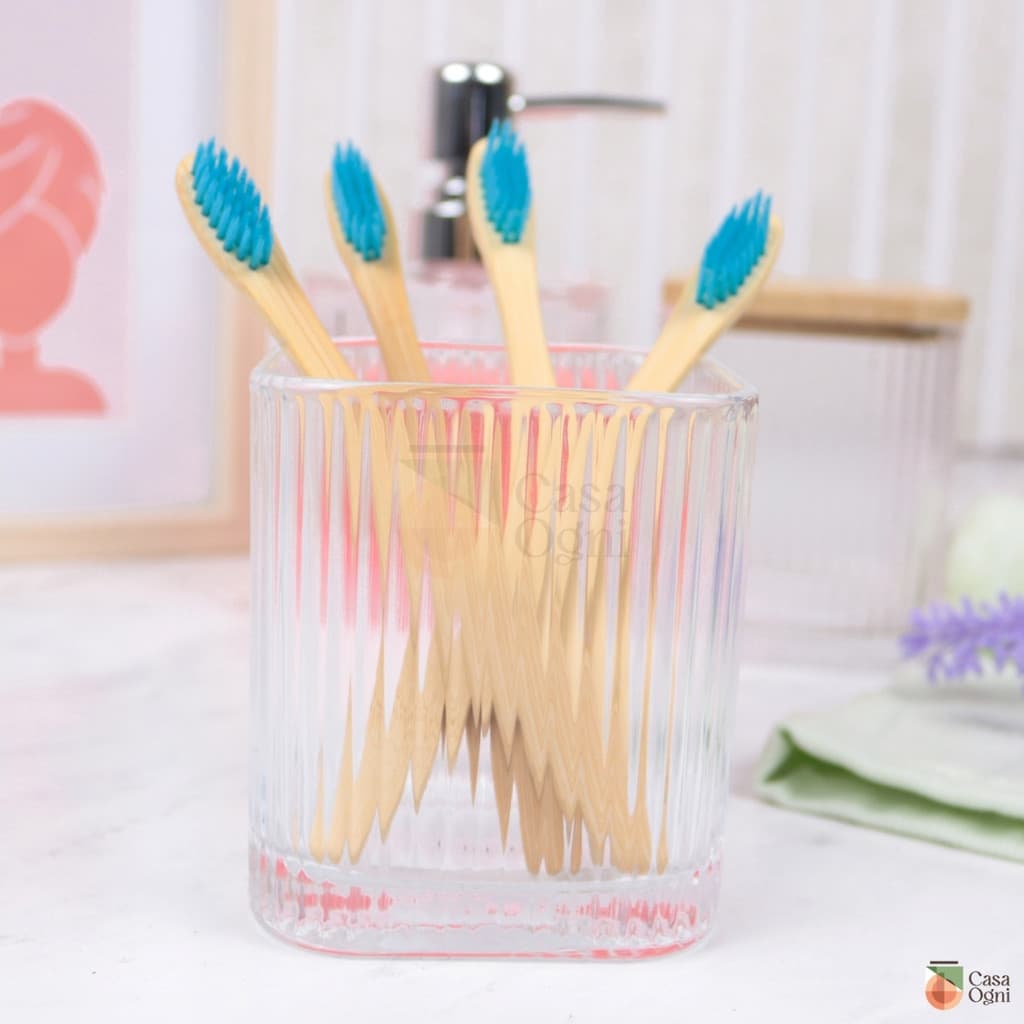 Porta Objetos Decorativo Banheiro de Vidro Lines Copo Multiuso Transparente para Escova de Dentes