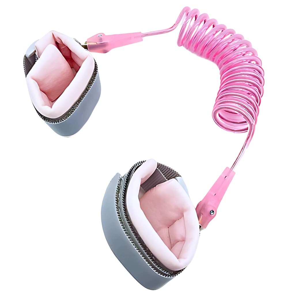 Pulseira Segurança Guia Pulso Infantil Velcro Rosa Castela