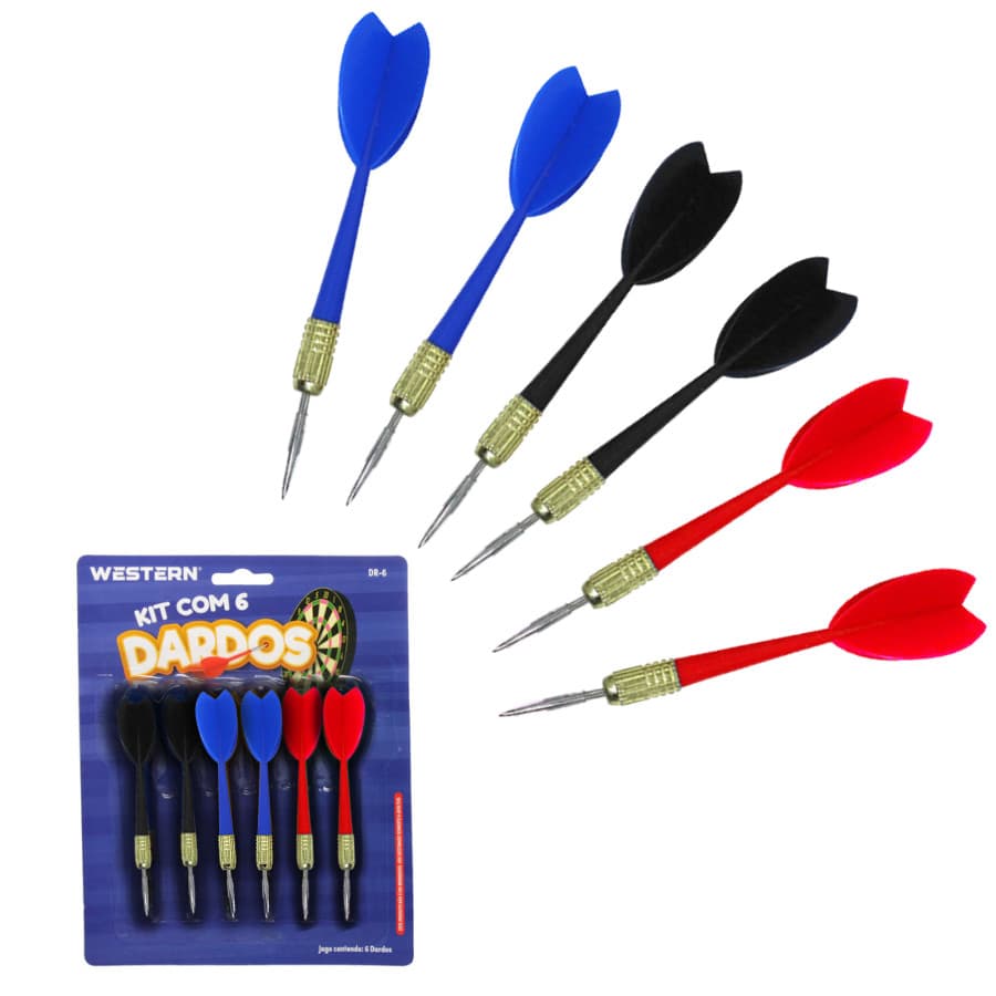 Kit Jogo 6 Dardos De Ponta Metal Profissional Aço Inox 11cm