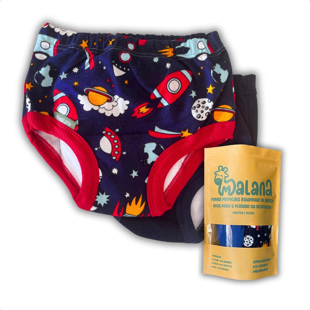 Kit 2 Cueca Conforto Menino Desfralde Treinamento Malana Eco