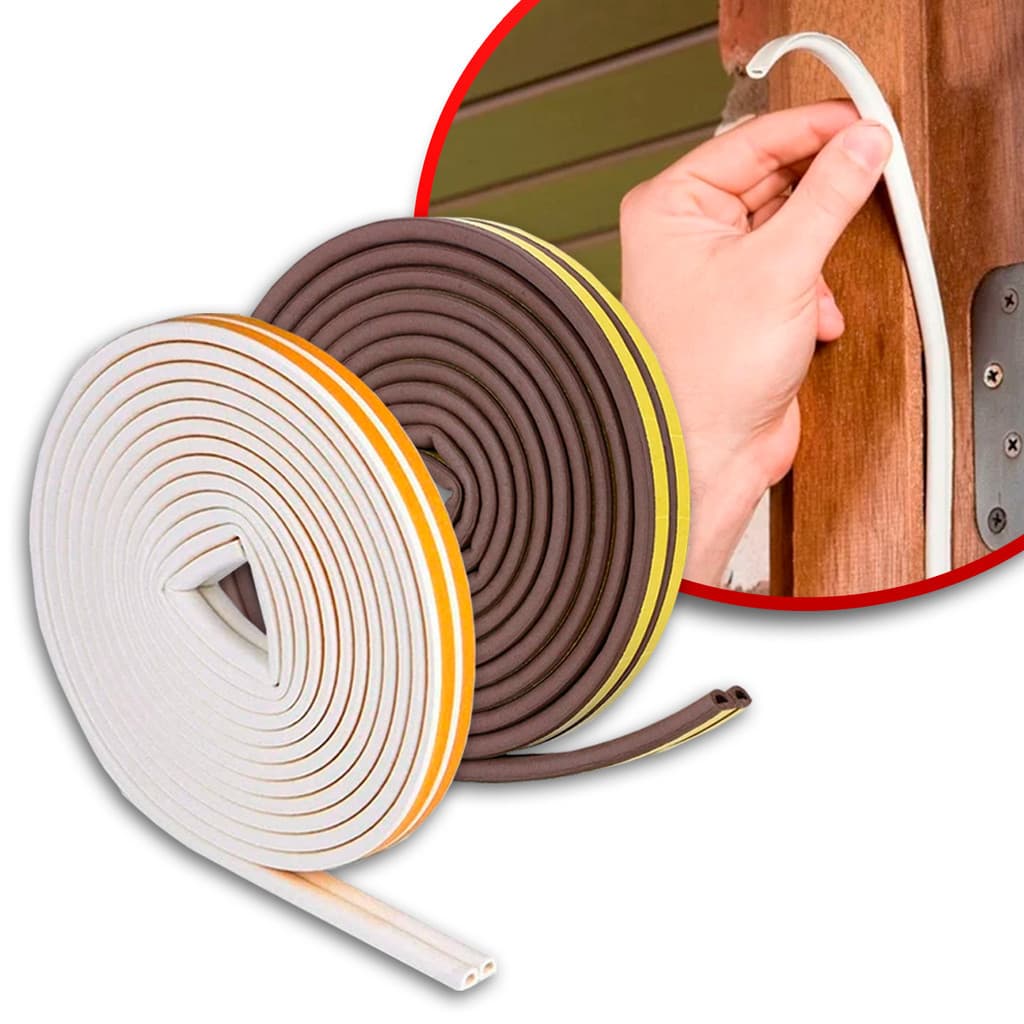 Fita Veda Fresta Adesivo Branco Marrom 6 Metros Anti Ruido Isolante Acústico Porta e Janela