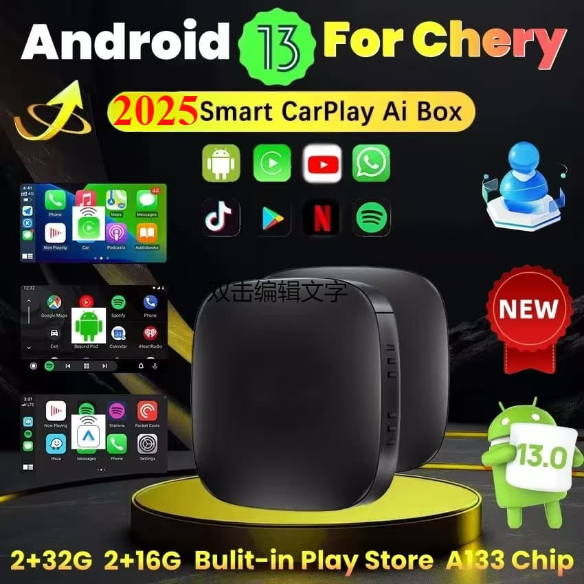Android 13 Carro AI Caixa Adaptador Carplay Sem Fio Auto Para Netflix Youtube Chery Arrizo 5 7 Tiggo 3 3X 5X