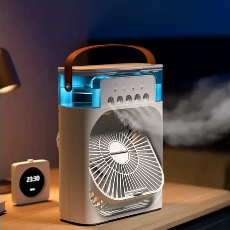 Mini Ventilador Ar Condicionado Climatizador Umidificador Portátil USB Reservatório 600ml Alça