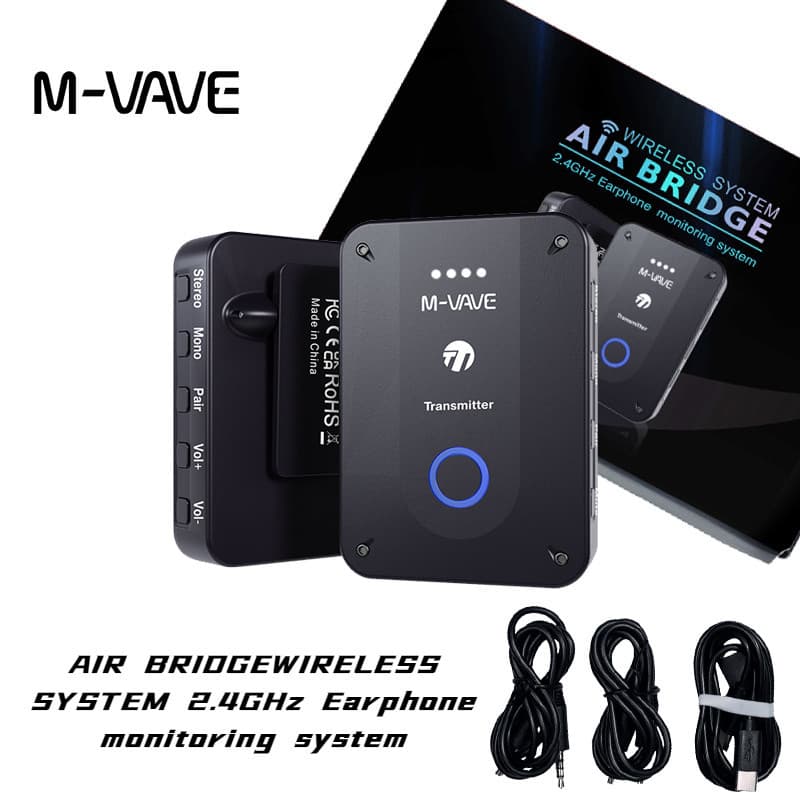 M-VAVE WP-9 NEWEST WIRELESS system 2.4GHz Sistema De Monitoramento De Fones De Ouvido Transmissor Recarregável Receptor Estéreo Mono E Função Mudo