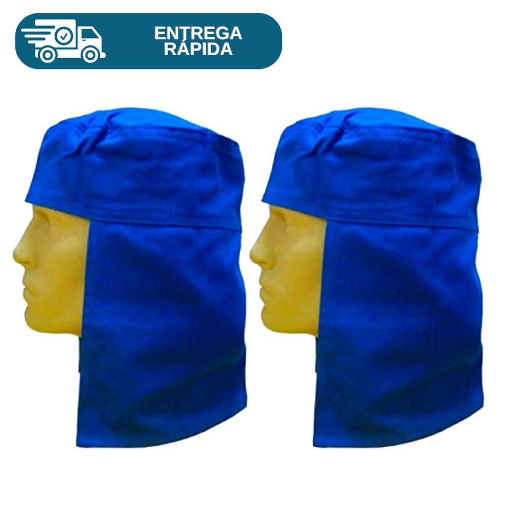 Kit 2 Capuz Touca De Soldador Árabe Brim Azul Royal Proteção Ao Sol Solda Pedreiro Agricultor