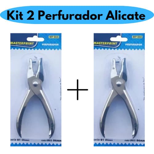 Kit 2 Perfurador Furador de Papel Alicate 1 Furo em Metal Aço Resistente MasterPrint
