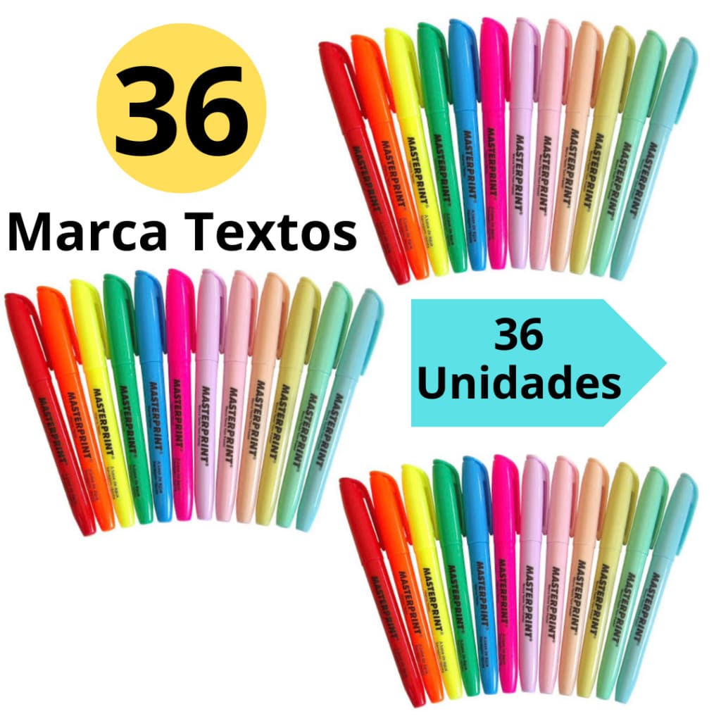 Kit 36 Marca Textos (18 Neon + 18 pastel) Masterprint