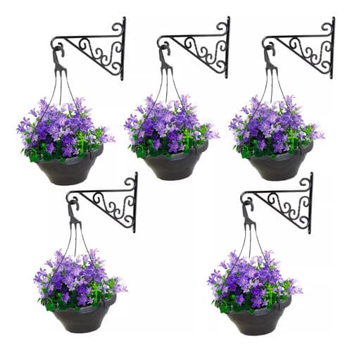 Kit 1/2/3/4/5 Suportes Mão Francesa Preto para Vasos de Plantas Pendentes e Samambaias 25cm
