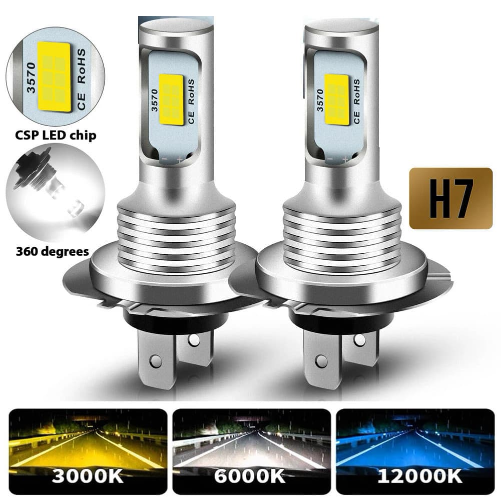 2Pcs LED H7 H4 Kit De Lâmpadas De Teto CSP Super Brilhante Nevoeiro Para Carro Alto Feixe Baixo 6000K 12000K 80W 12V 24V