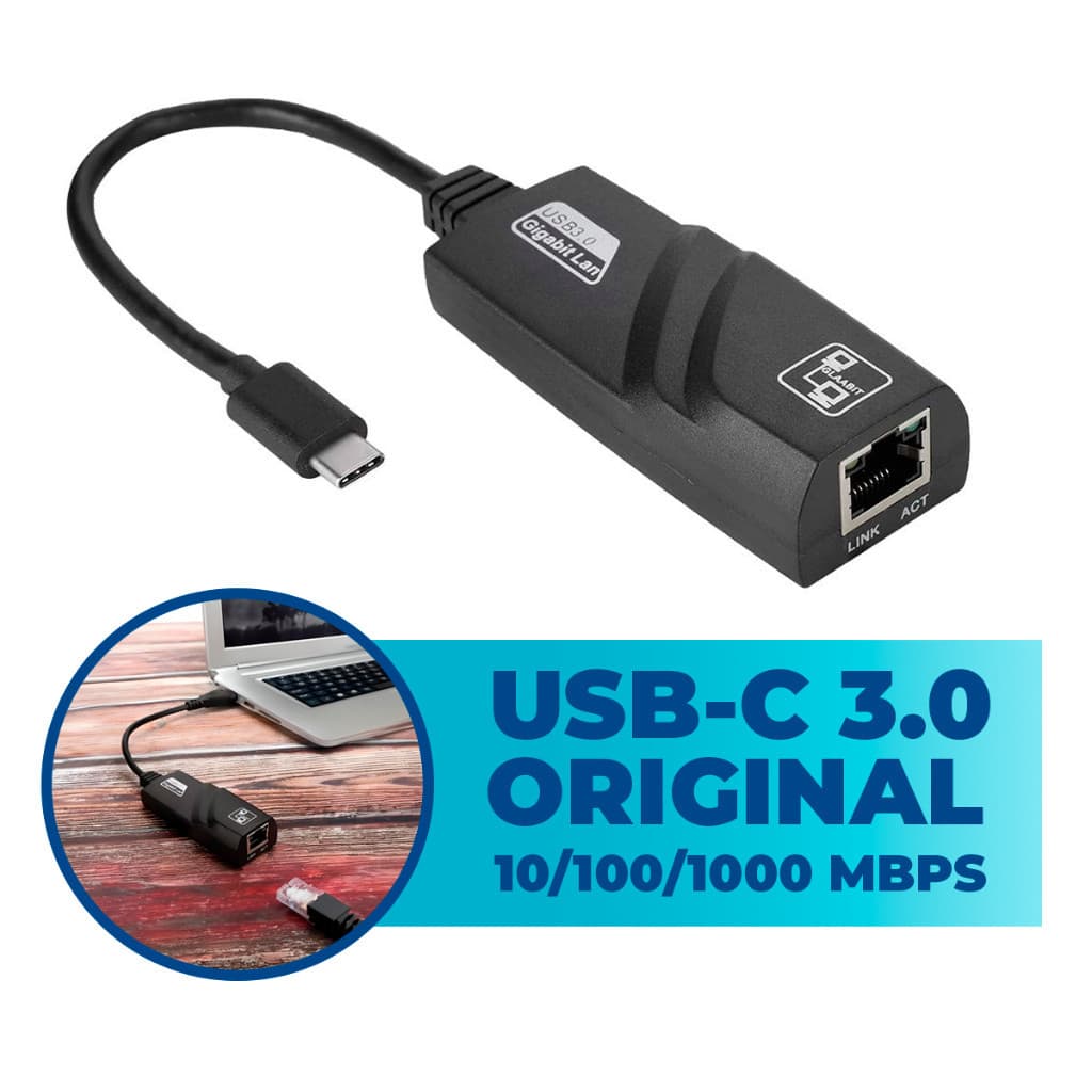 Adaptador  De Rede USB/Tipo C Para RJ45 Lan Adaptador Ethernet  Tipo C 3.0 Placa De Rede Com Fio PC Windows 10 Laptop
