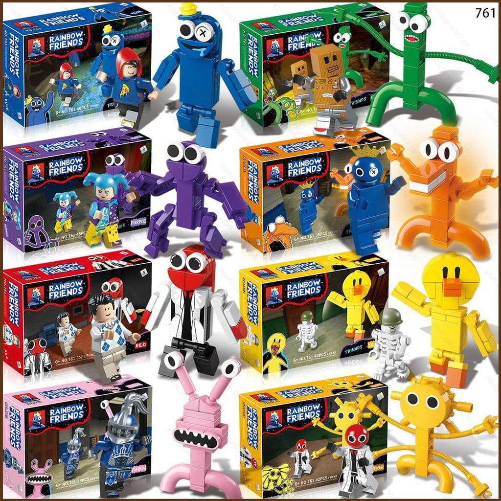 Aproximadamente 8-16pcs Rainbow Friends Blocos De Construção Modelo Bonecas Brinquedos Para Crianças Ornamento Coleções 