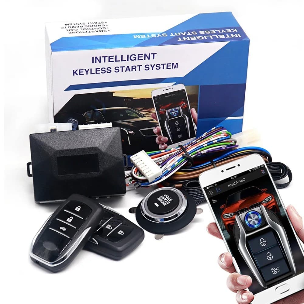 Auto Start Stop Push One Button Keyless Entry System Alarme Com Chave De Partida Automática Smart Key Remote Para Acessórios Automotivos