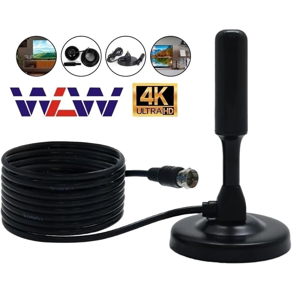 Antena Digital Televisao Hdtv Interna Fio 4,3m Base Ima