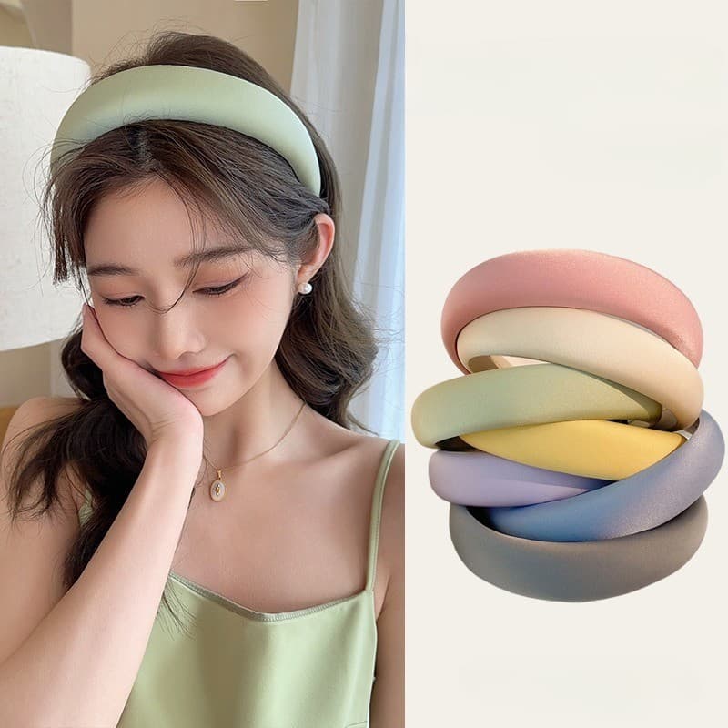 High Sponge Candy Cor Da Esponja Mola Fita De Cabeça Larga Para Meninas Femininas