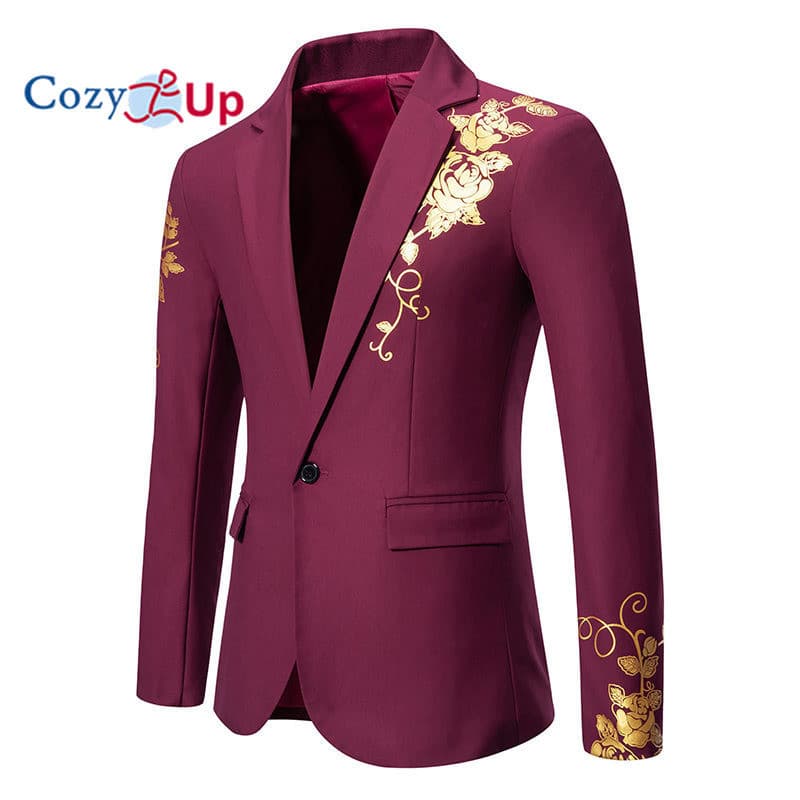 Plus Size Moda Flor Impressão Blazer Masculino Casamento Casual Solto Terno Luxo Smoking Ternos (Tamanho Dos Eua)