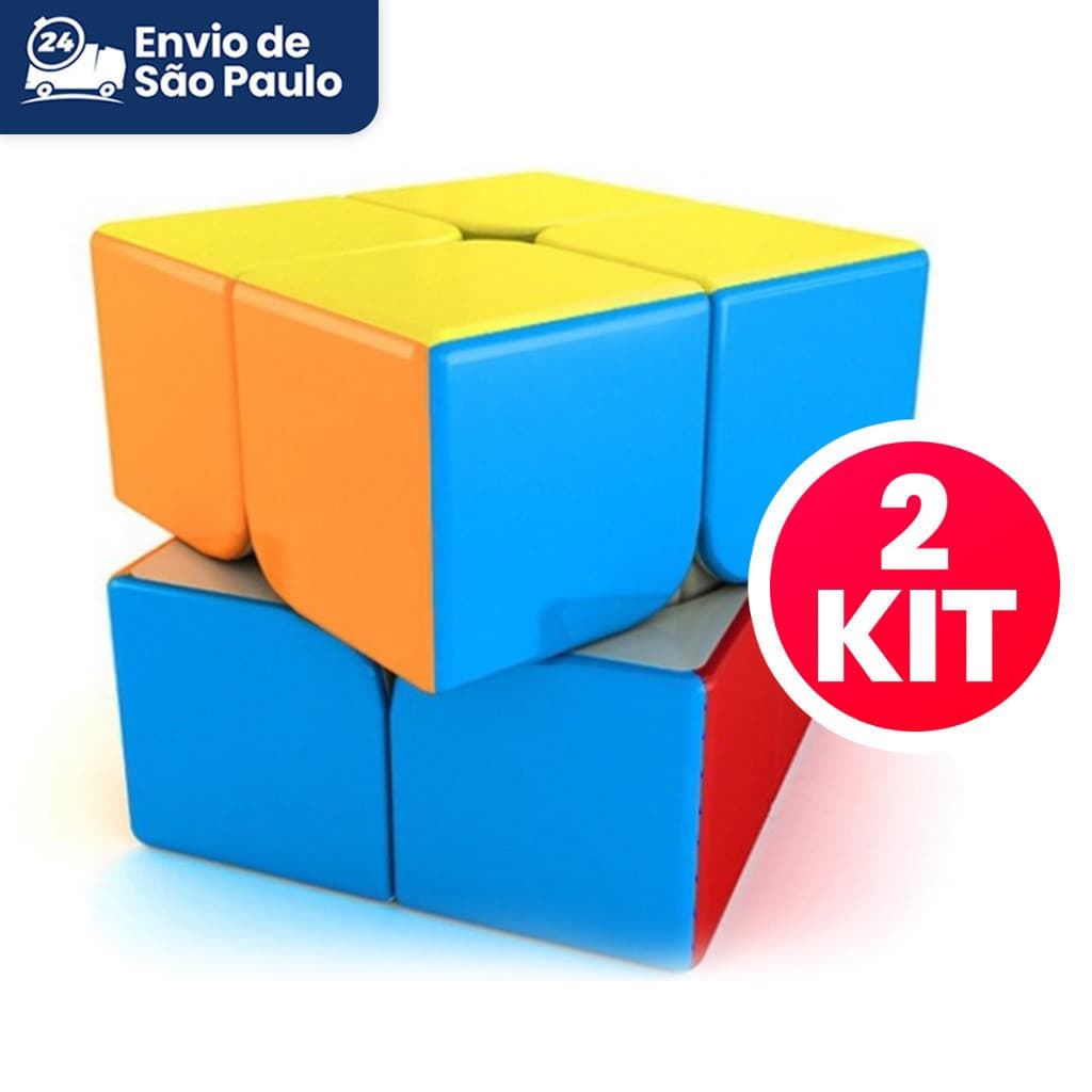 Kit com 2 Cubos Mágicos Moyu Rubik 2X2 - 50mm, Alta Velocidade, Adesivos Duráveis