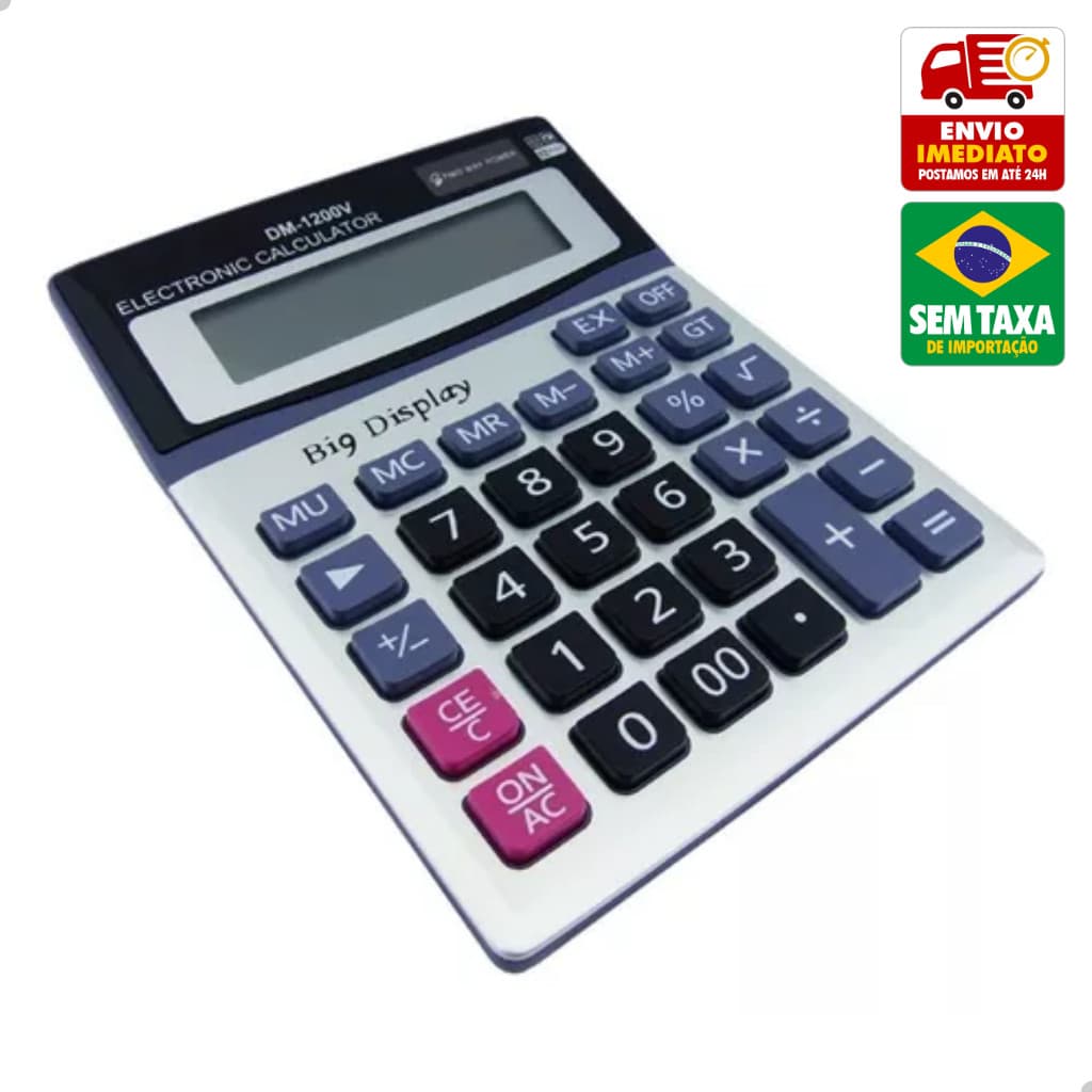 Calculadora de Mesa Eletronica Pilha 8 ou 12 Digitos 3122A 1200V GP2001 GP2010