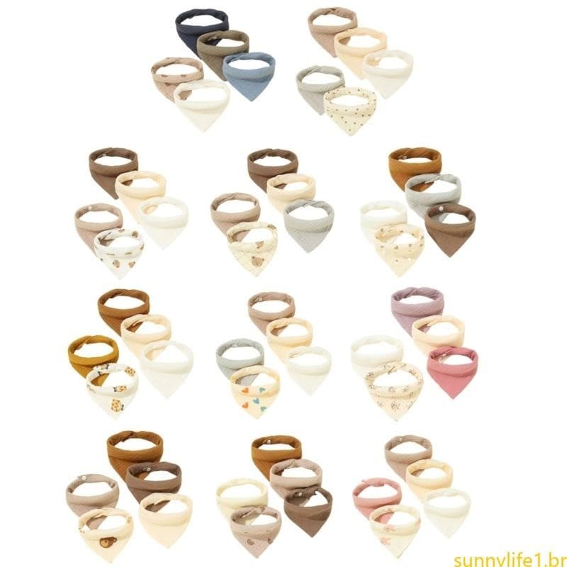 sun Baby Babete Burp Cloth Dentição Gaze-Tecido Absorver Bandanas Respirável Alimentação Essencial 5Pcs