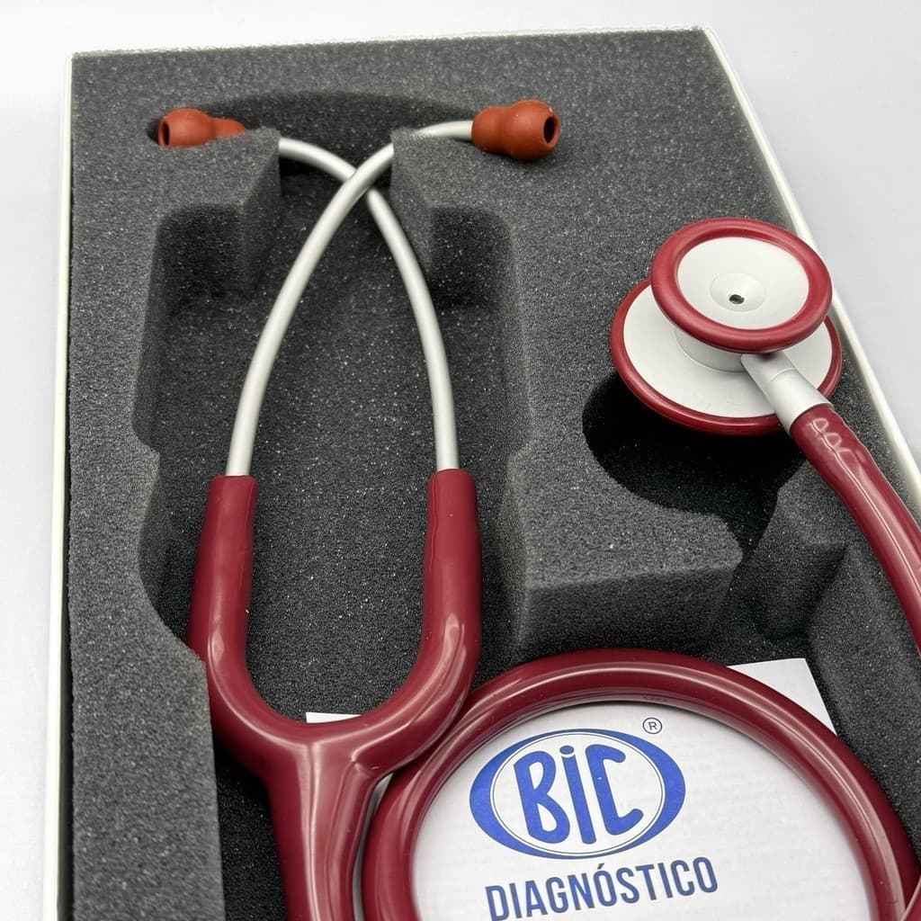 Estetoscópio Duplo Efficace Profissional BIC Vinho - Ideal enfermagem e estudantes