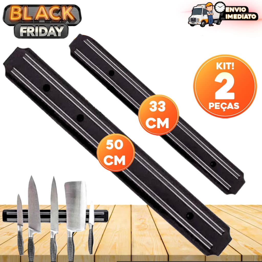 Kit com 2 Barras Magnéticas para Parede - Suporte para Facas e Utensílios de Cozinha, Organizador Imã