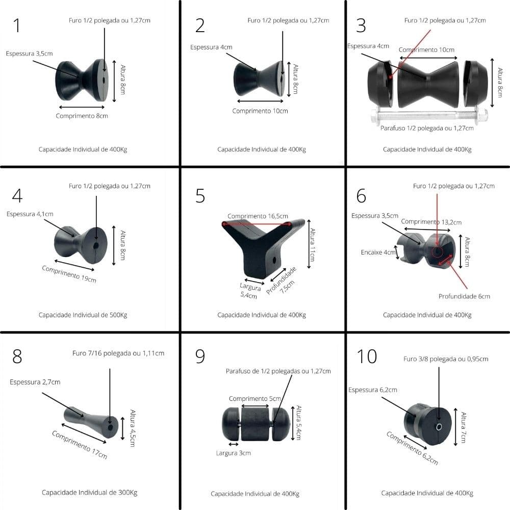 ROLETE P/ CARRETA DE REBOQUE BARCO LANCHA JET SKI (8CMX10CM)