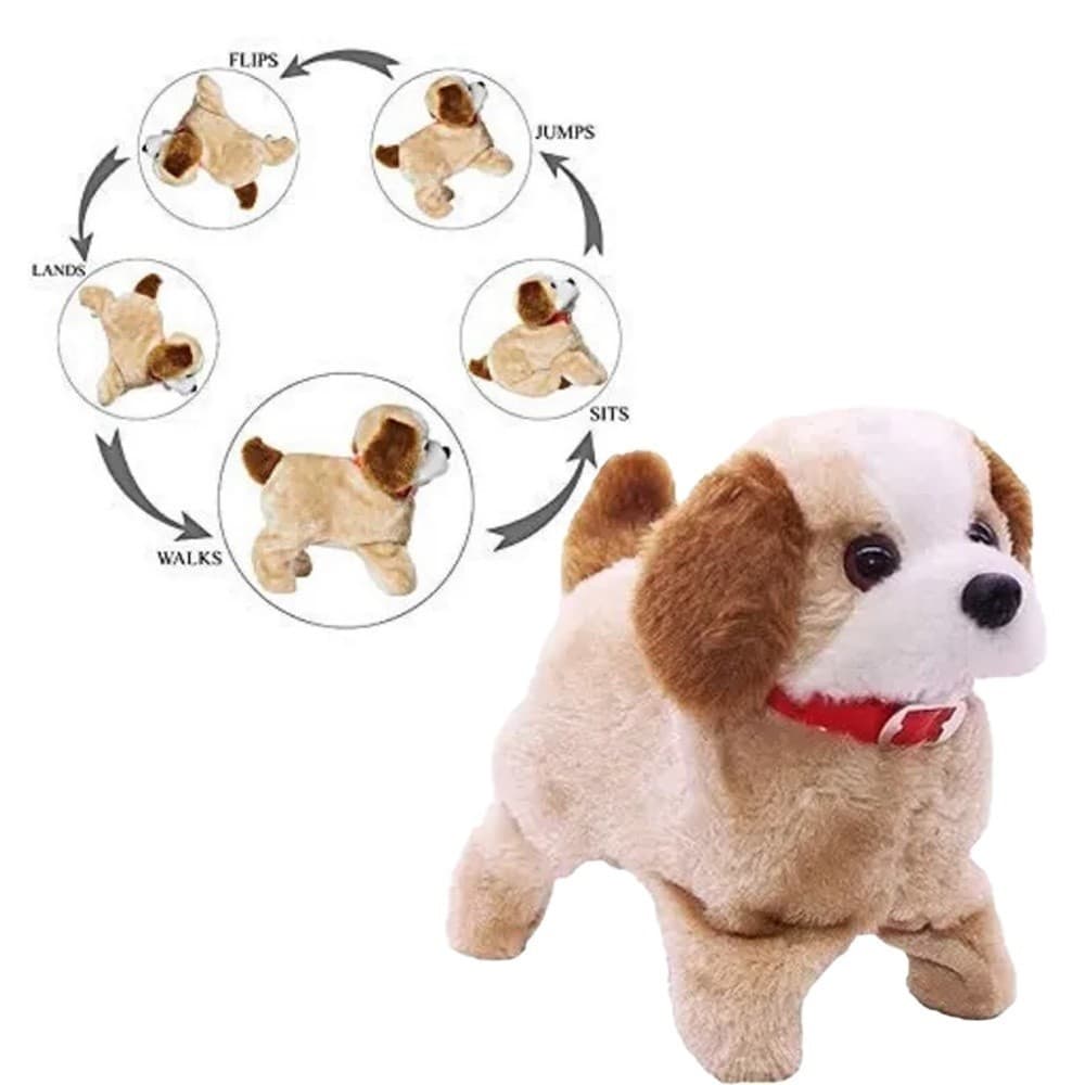 Cachorrinho Pelúcia Cachorro que pula cambalhota anda e late a Pilha