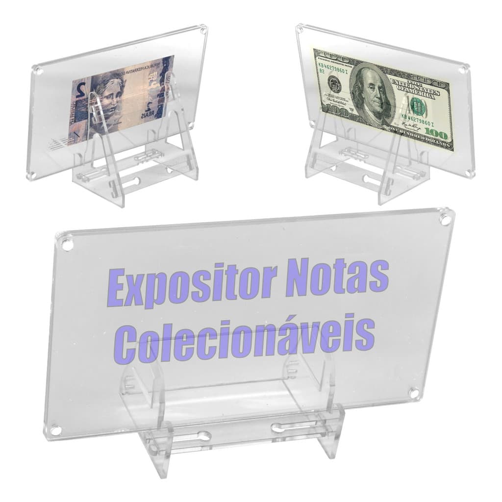 Suporte Colecionável Nota Acrílico Display Expositor Porta Cédula Antiga Colecionador
