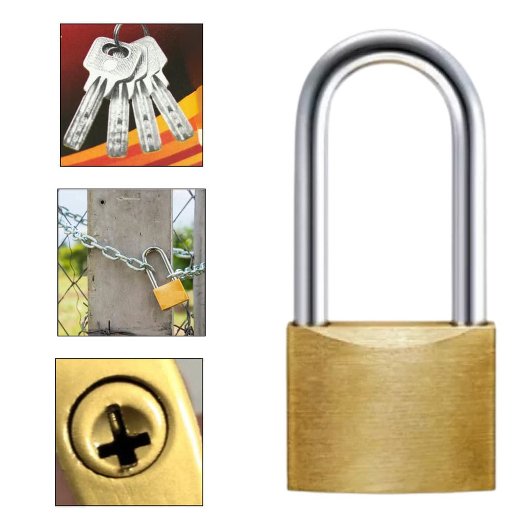 Cadeado De Latão Haste Longa Para Segurança Versátil 50mm Com Chaves Tetra
