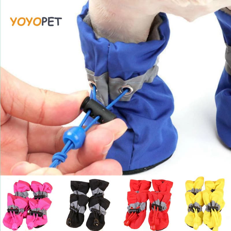 4pcs Por Conjunto Sapatos De Botas De Chuva Antiderrapantes Para Cães Pequenos Gatos Cachorros Acessórios Patas
