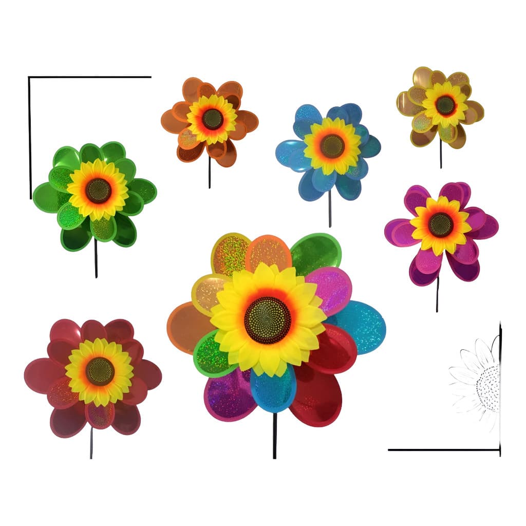 Catavento Flor Girassol Plástico Decoração Jardim Varanda