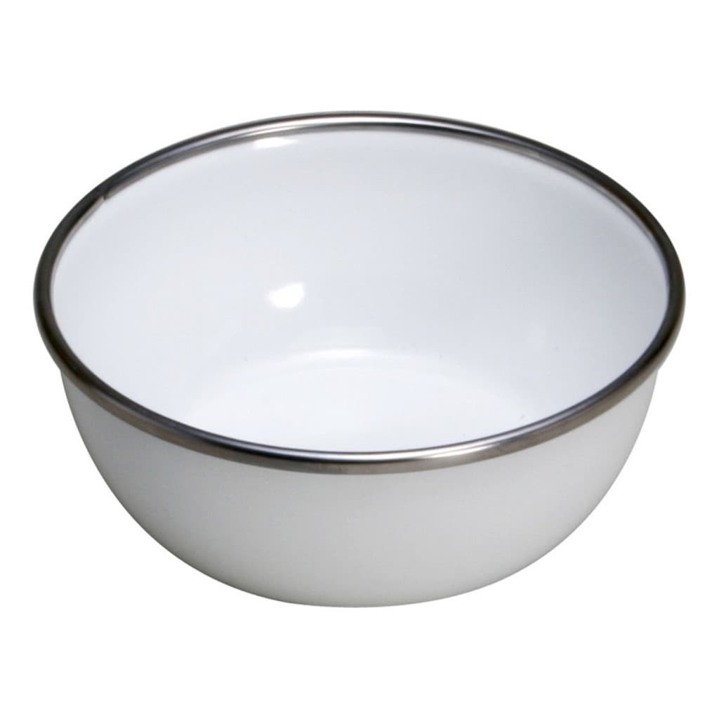 Tigela Esmaltada 2L Branca Borda Inox Grande 20cm