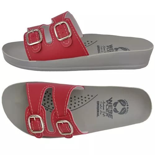 Chinelo Ortopédico Feminino Webe Flex Vermelho Leve Confortável Para Esporão Fascite Plantar