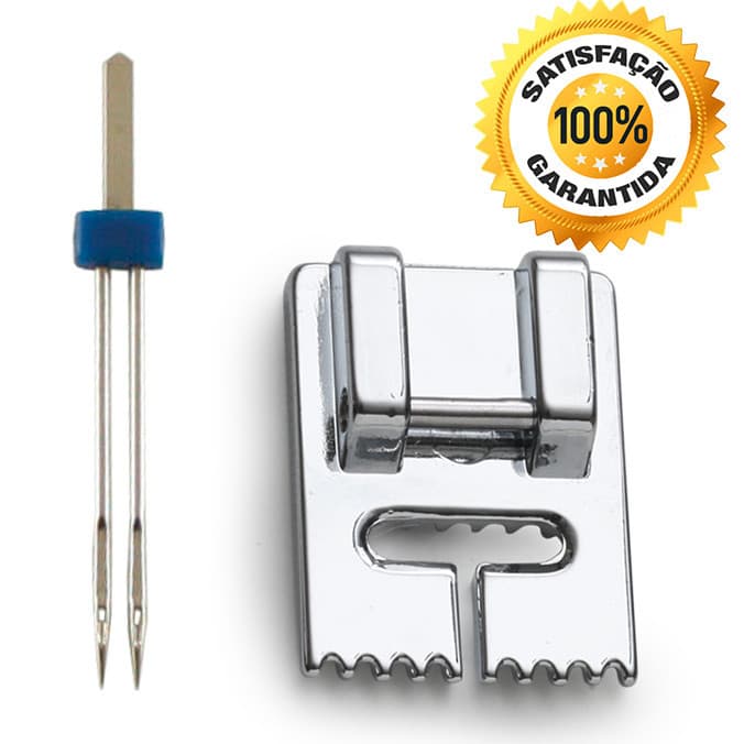 Calcador Fazer Nervura 5 Frisos + Agulha Dupla Singer Janome