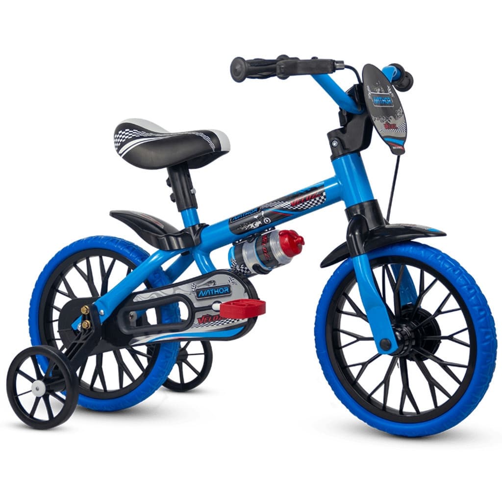 Bicicleta Infantil Nathor Aro 12 Menino Veloz Azul E Preto Criança de 90cm a 1 metro 2 A 5 Anos